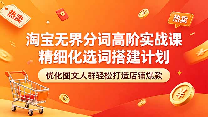 淘宝无界分词高阶实战课 精细化选词搭建计划 优化图文人群轻松打造店铺爆款-副业网创
