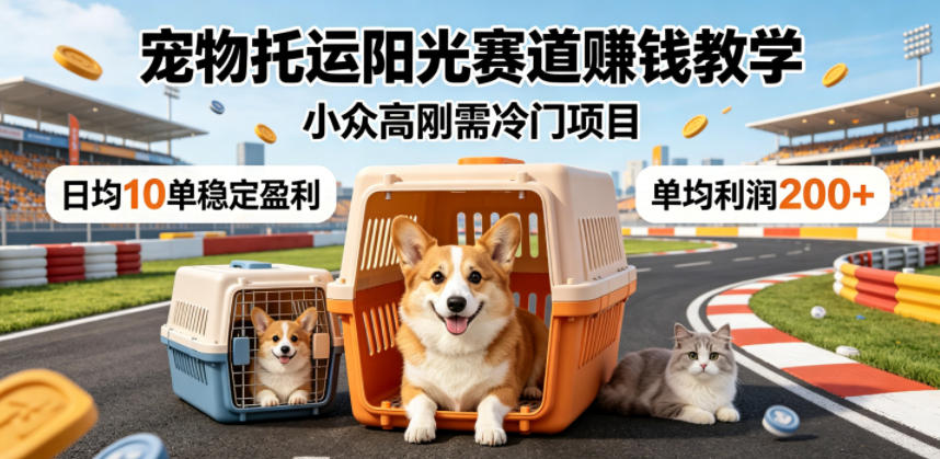 宠物托运阳光赛道賺钱教学，小众高刚需冷门项目，日均10单稳定盈利，单均利润200+-副业网创