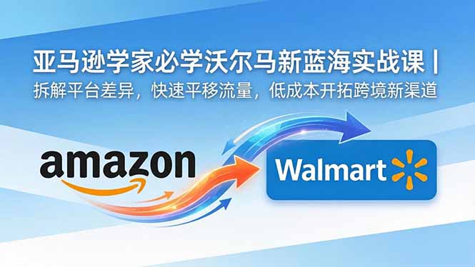 亚马逊卖家必学沃尔玛新蓝海实战课｜拆解平台差异，快速平移流量，低成本开拓跨境新渠道-副业网创