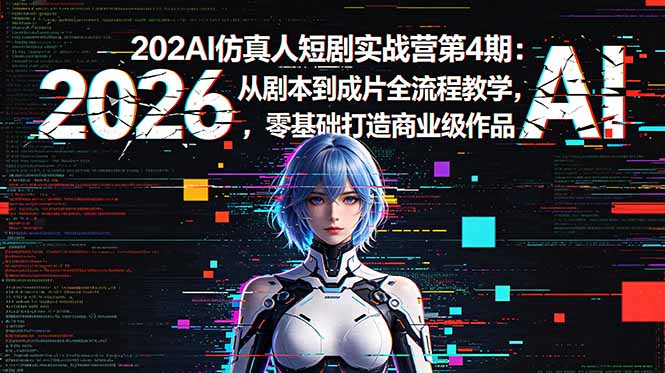 2026AI仿真人短剧实战营第4期:从剧本到成片全流程教学,零基础打造商业级作品-副业网创