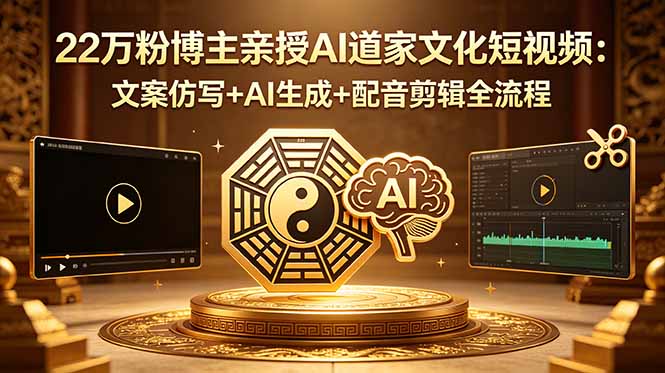 22万粉博主亲授AI道家文化短视频：文案仿写+AI生成+配音剪辑全流程-副业网创