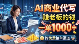 AI商业代写，赚老板的钱，一单1000+，附免费接单渠道-副业网创