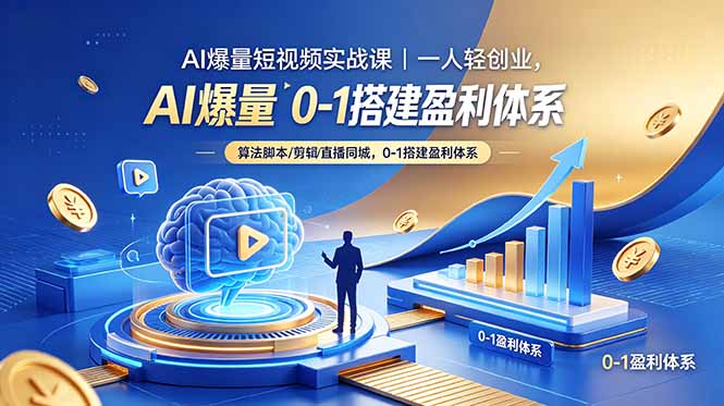AI爆量短视频实战课｜一人轻创业，算法脚本剪辑直播同城，0-1搭建盈利体系-副业网创