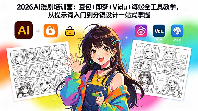 2026AI漫剧培训营：豆包+即梦+Vidu+海螺全工具教学，从提示词入门到分镜设计一站式掌握-副业网创