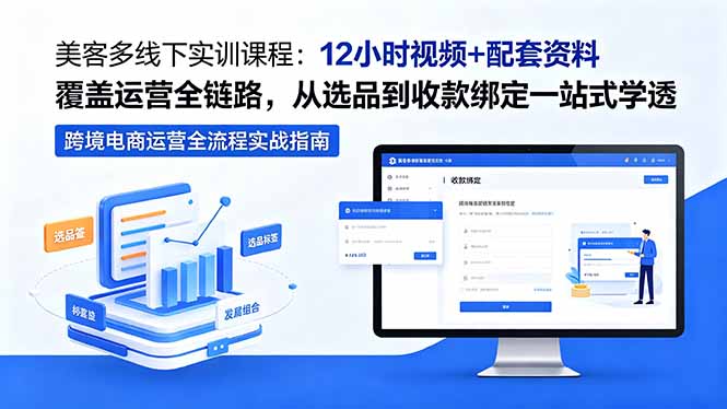 美客多线下实训课程：12小时视频+配套资料覆盖运营全链路，从选品到收款绑定一站式学透-副业网创