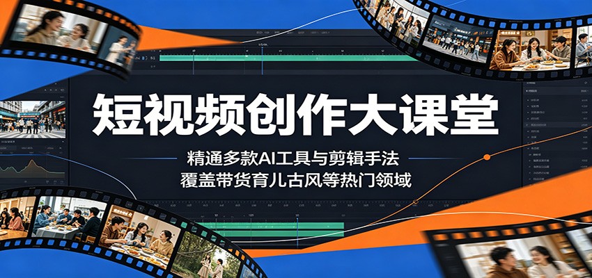 短视频创作大课堂：精通多款AI工具与剪辑手法，覆盖带货、育儿、古风等热门领域-副业网创