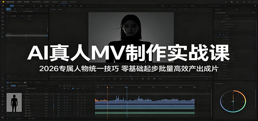 AI真人MV制作实战课：2026专属人物统一技巧，零基础起步批量高效产出成片-副业网创