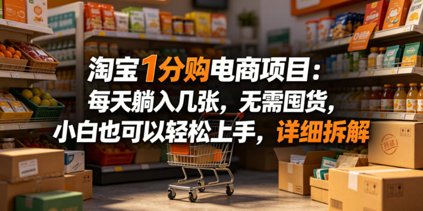 淘宝1分购电商项目：每天躺入几张，无需囤货，小白也可以轻松上手，详细拆解-副业网创