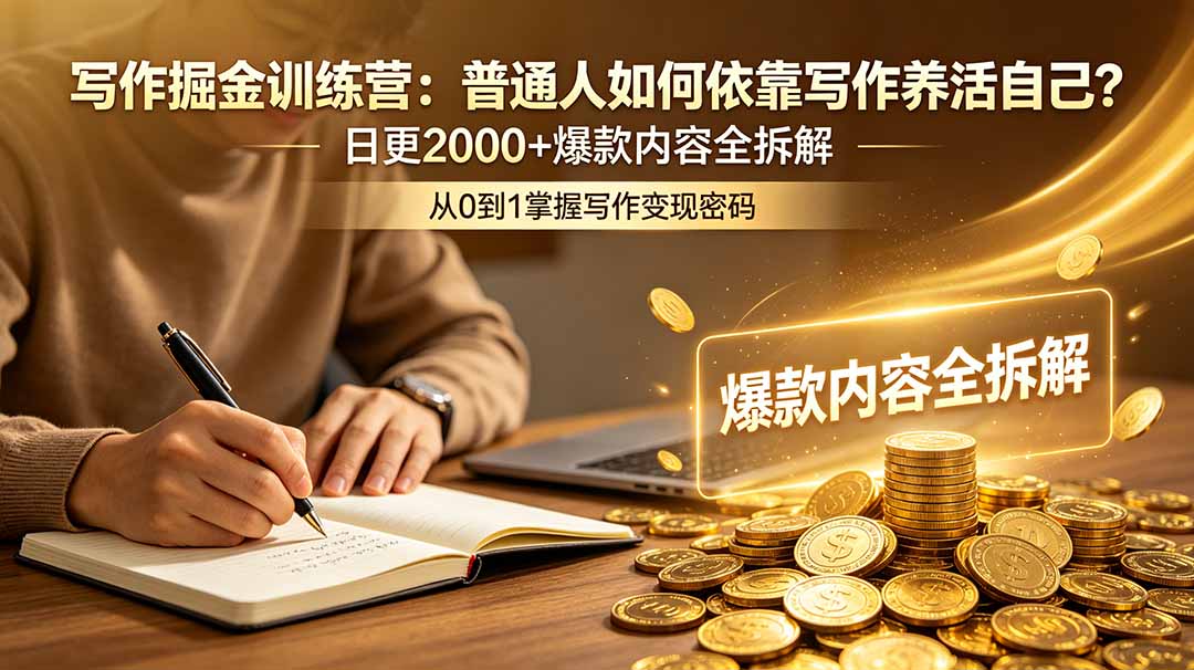 写作掘金训练营：普通人如何依靠写作养活自己？日更2000+爆款内容全拆解-副业网创