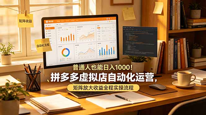 普通人也能日入 1000！拼多多虚拟店自动化运营，矩阵放大收益全程实操流程-副业网创