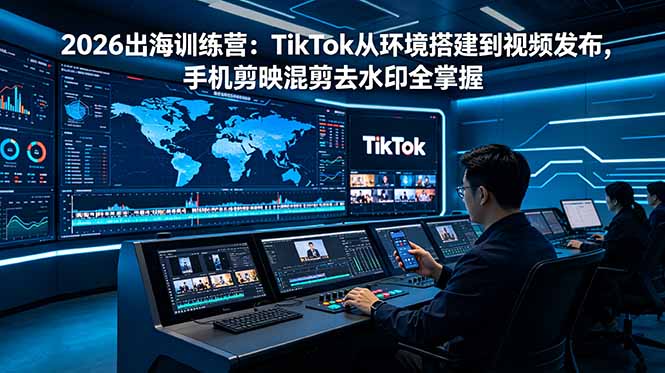 2026出海训练营：TikTok从环境搭建到视频发布，手机剪映混剪去水印全掌握-副业网创