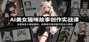 AI美女猫咪故事创作实战课：全套角色卡模板案例，故事板风格参数可控出片教程-副业网创