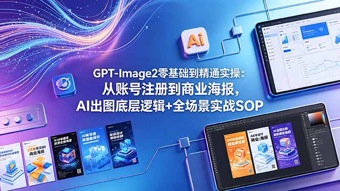 GPT-Image2零基础到精通实操：从账号注册到商业海报，AI出图底层逻辑+全场景实战SOP-副业网创