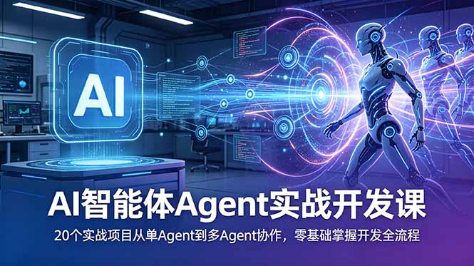 AI智能体Agent实战开发课：20个实战项目从单Agent到多Agent协作，零基础掌握开发全流程-副业网创