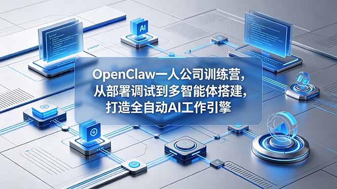 OpenClaw 一人公司训练营，从部署调试到多智能体搭建，打造全自动 AI 工作引擎-副业网创