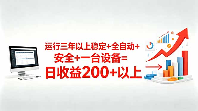 三年以上稳定+全自动+安全+一台设备=日收益200+-副业网创