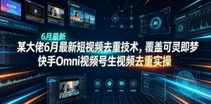 某大佬6月最新短视频去重技术，覆盖可灵即梦快手Omni视频号生视频去重实操-副业网创