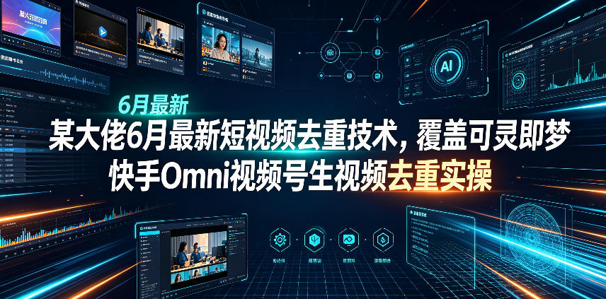 某大佬6月最新短视频去重技术，覆盖可灵即梦快手Omni视频号生视频去重实操-副业网创