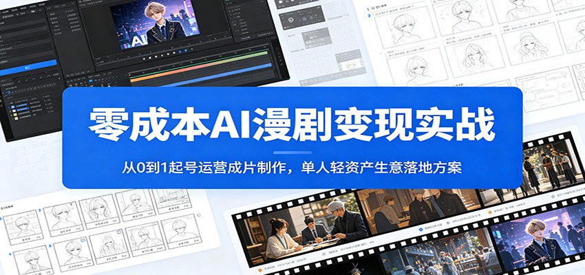 零成本AI漫剧变现实战：从0到1起号运营成片制作，单人轻资产生意落地方案-副业网创