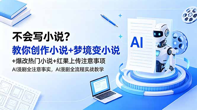 不会写小说？教你创作小说+梦境变小说+爆改热门小说+红果上传注意事项，AI漫剧全流程实战教学-副业网创