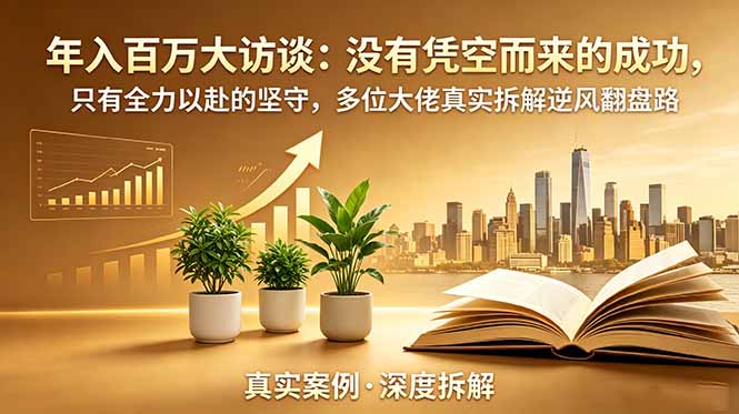 年入百万大访谈-更新：没有凭空而来的成功，只有全力以赴的坚守，多位大佬真实拆解逆风翻盘路-副业网创