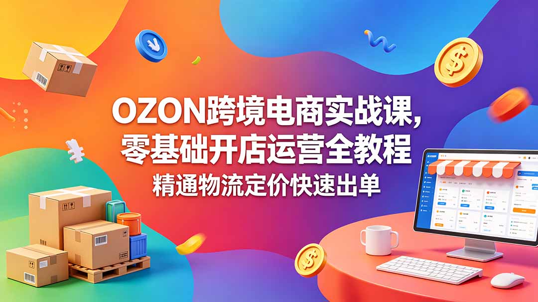 OZON 跨境电商实战课，零基础开店运营全教程，精通物流定价快速出单-副业网创