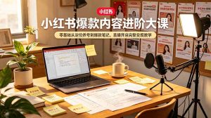 小红书爆款内容进阶大课，零基础从定位养号到爆款笔记，直播开店完整变现教学-副业网创