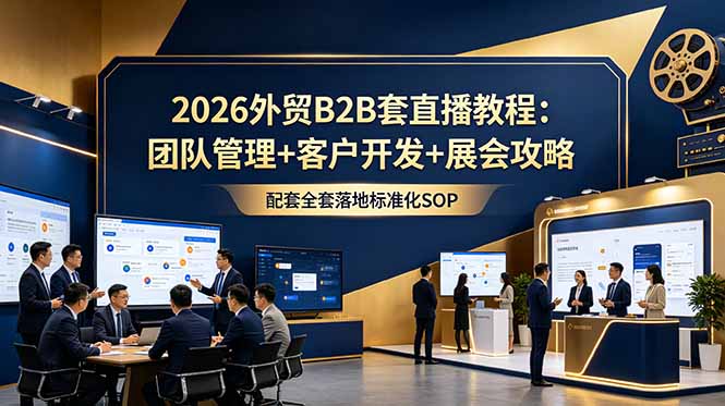 2026外贸B2B套直播教程：团队管理+客户开发+展会攻略，配套全套落地标准化SOP-副业网创