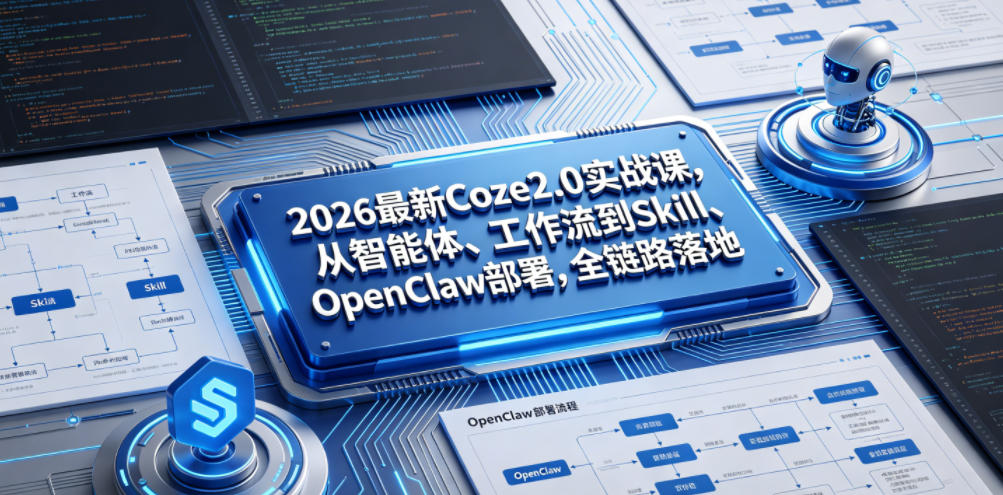 2026最新Coze2.0实战课,从智能体、工作流到Skill、OpenClaw部署,全链路落地-副业网创