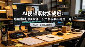 AI视频素材实战班：爆量素材升级原创，投产翻倍不再是口号，0-1系统教学实战落地-副业网创