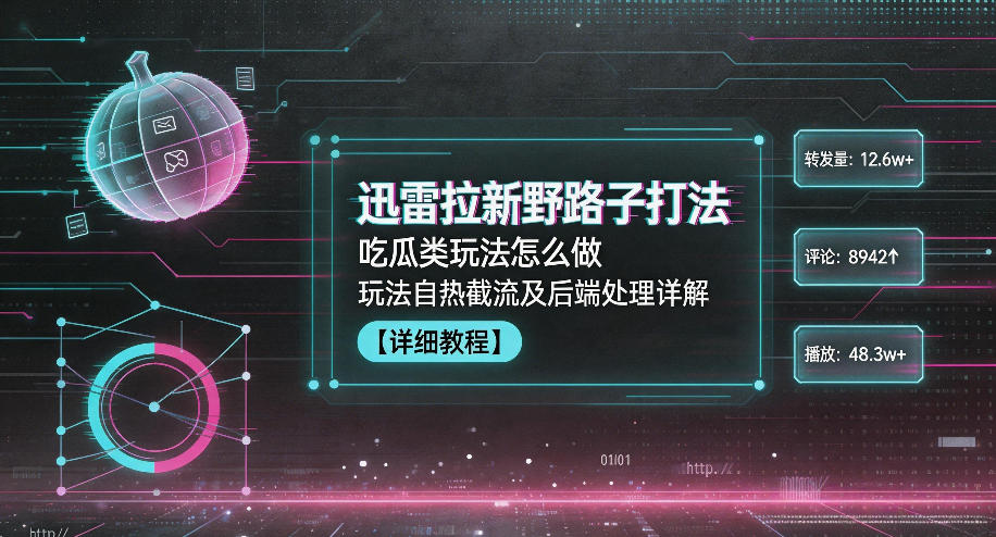 迅雷拉新野路子打法，吃瓜类玩法怎么做，玩法自热截流及后端处理详解-副业网创