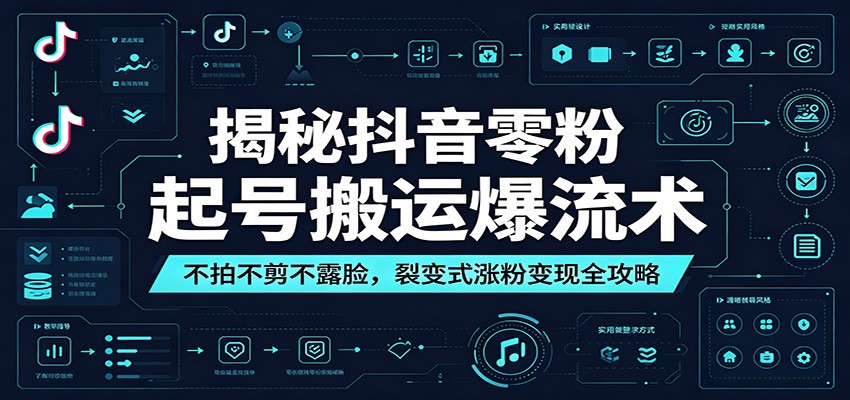揭秘抖音零粉起号搬运爆流术：不拍不剪不露脸，裂变式涨粉变现全攻略-副业网创