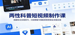 两性科普短视频制作课：选题标注合规技巧，AI绘图指令搭配剪映剪辑全流程实操-副业网创