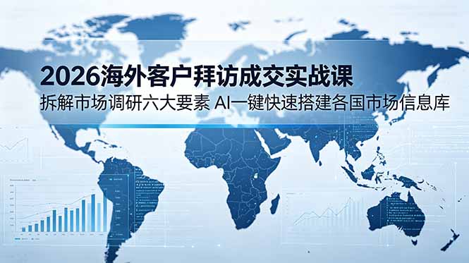 2026海外客户拜访成交实战课：拆解市场调研六大要素，AI一键快速搭建各国市场信息库-副业网创