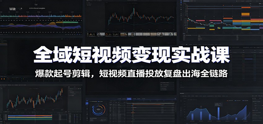 全域短视频变现实战课：爆款起号剪辑，短视频直播投放复盘出海全链路-副业网创