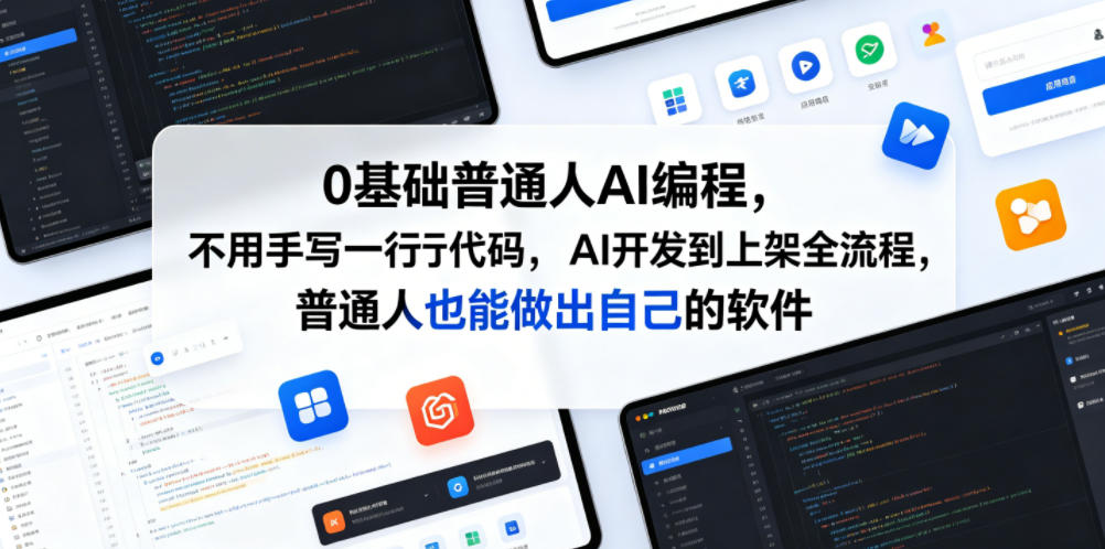0基础普通人AI编程,不用手写一行代码,AI开发到上架全流程,普通人也能做出自己的软件-副业网创