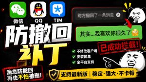 Windows下PC版微信/QQ/TIM的防撤回多开工具！开源免费使用，且免费长期维护RevokeMsgPatcher-副业网创