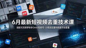 6月最新短视频去重技术课，适配可灵即梦快手Omni视频号，分镜底层重构规避平台查重-副业网创