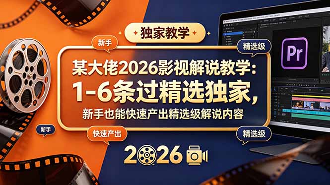 某大佬2026影视解说教学：1-6条过精选独家，新手也能快速产出精选级解说内容-副业网创