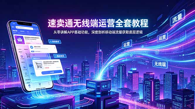 速卖通无线端运营全套教程,从零讲解APP基础功能,深度剖析移动端流量获取底层逻辑-副业网创