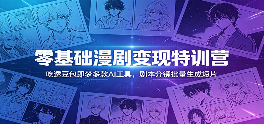 零基础漫剧变现特训营:玩转豆包即梦多款AI工具,剧本分镜批量生成短片-副业网创