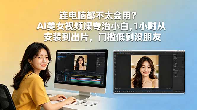 连电脑都不太会用?AI美女视频课专治小白,1小时从安装到出片,门槛低到没朋友-副业网创