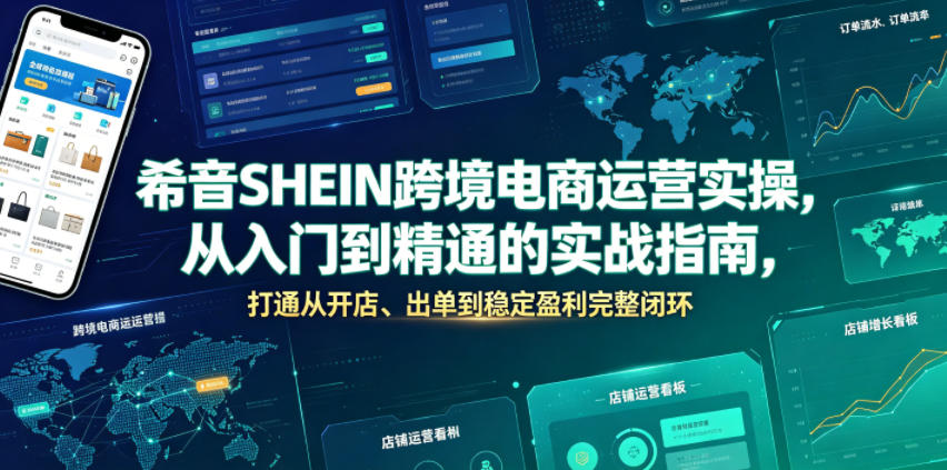 希音SHEIN跨境电商运营实操，从入门到精通的实战指南，打通从开店、出单到稳定盈利完整闭环-副业网创