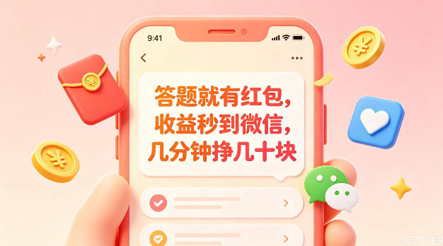 答题就有红包，收益秒到微信，几分钟挣几十块，学生党上班族宝妈都可以玩【揭秘】-副业网创