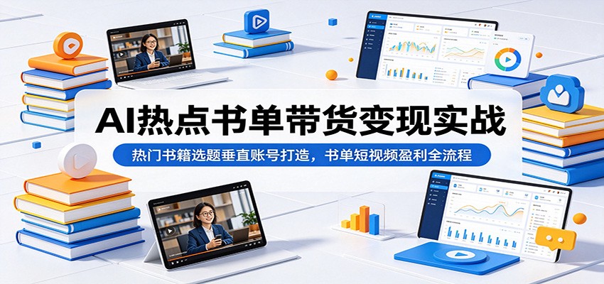 AI热点书单带货变现实战:热门书籍选题垂直账号打造,书单短视频盈利全流程-副业网创