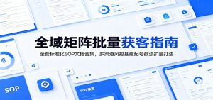 全域矩阵批量获客指南：全套标准化SOP文档合集，多渠道风控基建起号截流扩量打法-副业网创