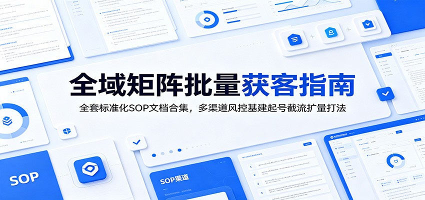 全域矩阵批量获客指南：全套标准化SOP文档合集，多渠道风控基建起号截流扩量打法-副业网创