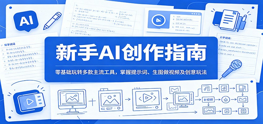 新手AI创作指南：零基础玩转多款主流工具，掌握提示词、生图做视频及创意玩法-副业网创