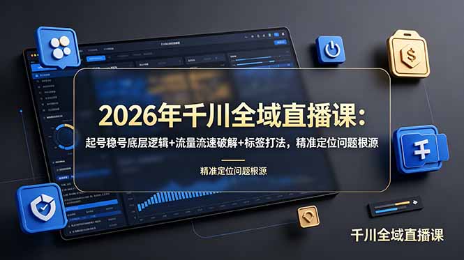 2026年千川全域直播课：起号稳号底层逻辑+流量流速破解+标签打法，精准定位问题根源-副业网创