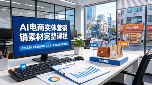 AI电商实体营销素材完整课程，AI创意短片完美复刻实景，实体店一键生成宣传引流短视频-副业网创